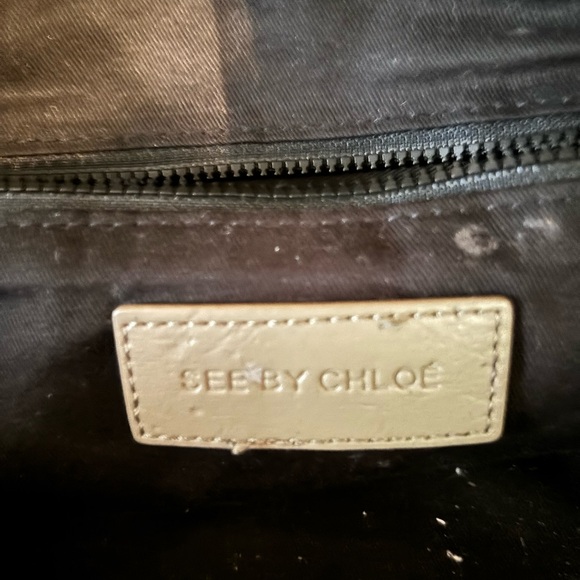 SEE BY CHLOE JOY RIDER NYLON PUFFER  SHOULDER BAG METALLIC MOSS GREEN MEDIUM - Picture 7 of 7